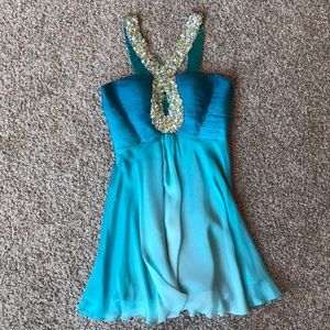 Sherri Hill - Beaded Halter Mini Gown